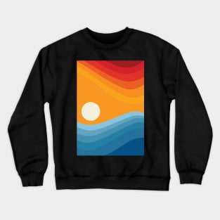 Blue and Orange Minimalist Abstract Ocean Landscape Crewneck Sweatshirt